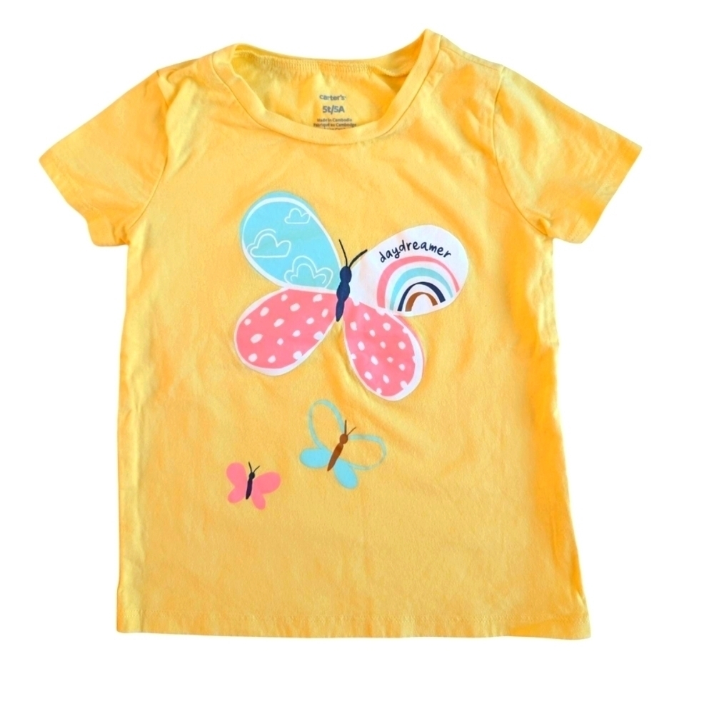 Carter's Yellow Short Sleeve Tee with Whimsical Butterfly Cotton Size 5T